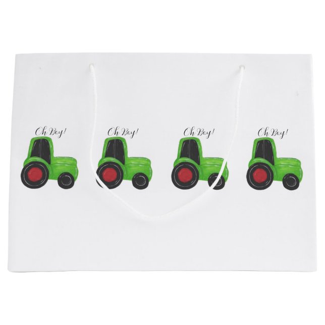 Tractor Baby Boy Large Gift Bag (Front)