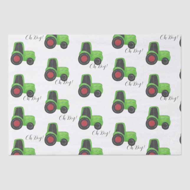 Tractor Baby Boy Tissue Paper (Front)