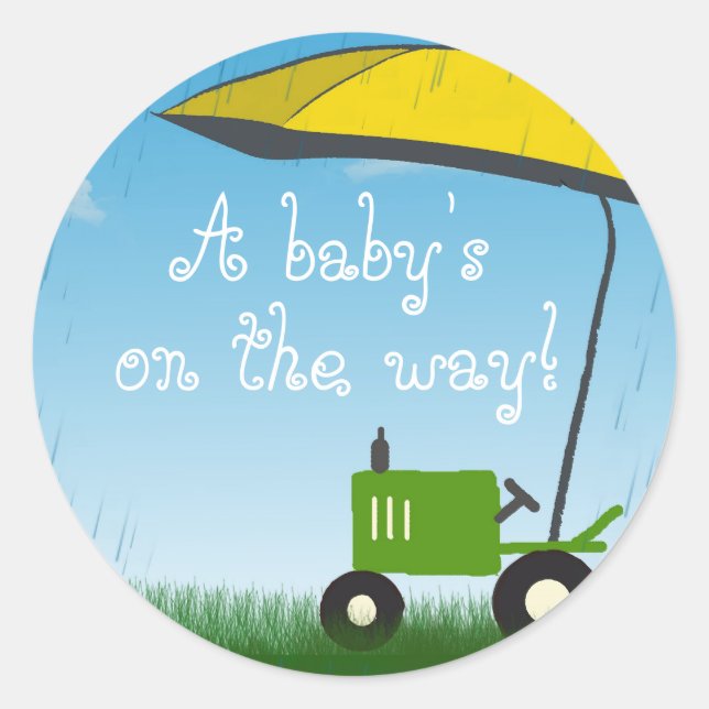 Tractor Baby Shower Envelope Seal (Front)