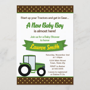 Tractor Baby Shower Invitation 5x7 Card