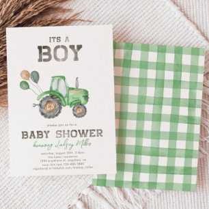 Tractor Baby Shower Invitation   Green Tractor