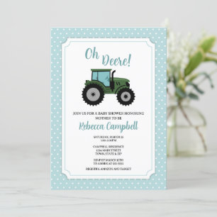 Tractor Baby Shower Invitation, Tractor Boy Invita Invitation