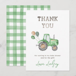 Tractor Baby Shower Thank You Card 