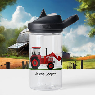 Tractor Backhoe Farm Machines Personalise Name Water Bottle