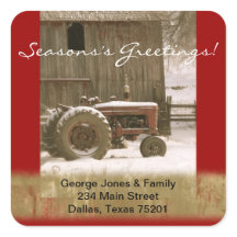 Tractor & Barn Christmas Envelope Seal