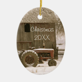 Tractor & Barn Christmas Ornament