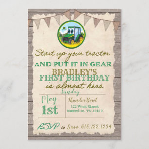 Tractor Birthday Invitation