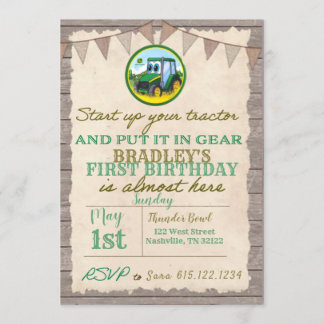 Tractor Birthday Invitation
