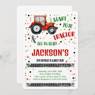 Tractor Birthday Invitation