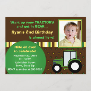 Tractor Birthday Invitation 5x7 Photo Card