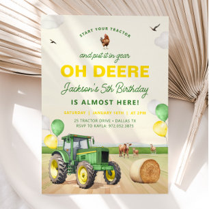 Tractor Birthday Invitation Farm Birthday, Tractor