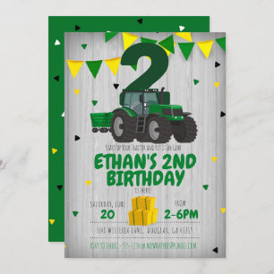 Tractor birthday invitation for any age