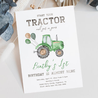 Tractor Birthday Invitation | Tractor Invitation