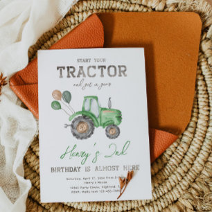 Tractor Birthday Invitation   Tractor Invitation