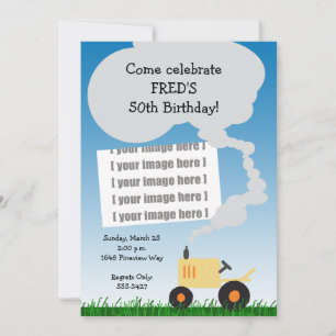 Tractor Birthday Invitation: Yellow Tractor Invitation
