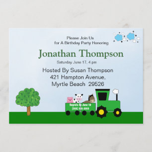 Tractor  Birthday Invitations