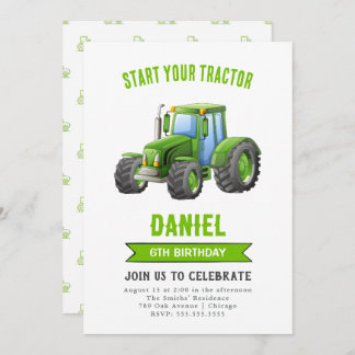 Tractor Birthday Party Invitation