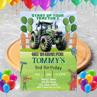 Tractor Birthday Party Invitation