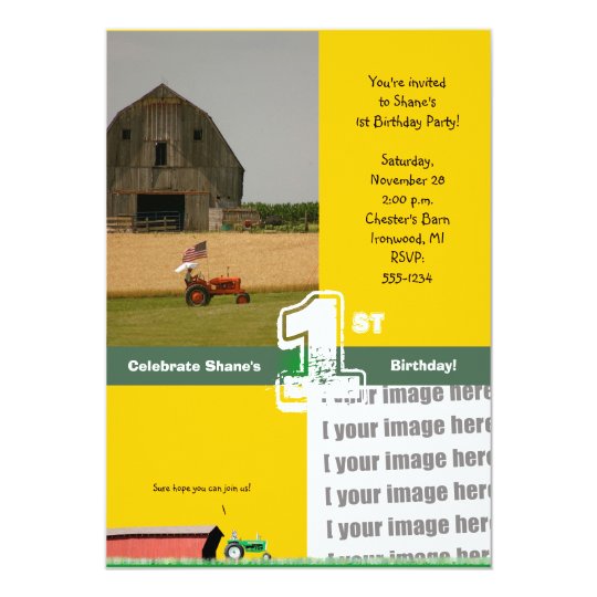 Tractor Birthday Party Invitation: Barn & Tractor Card