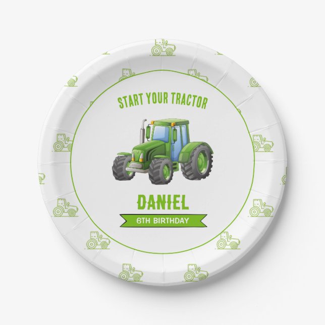 Tractor Birthday Party  Paper Plate (Front)