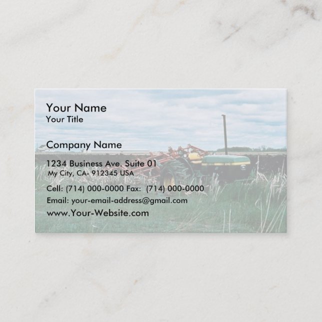 Tractor Bogs ploughing wetlands Business Card (Front)