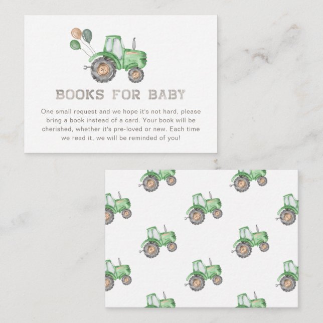 Tractor Books For Baby Cards | Tractor Baby Shower (Front/Back)