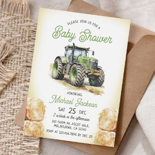 Tractor Boy Baby Shower  Invitation