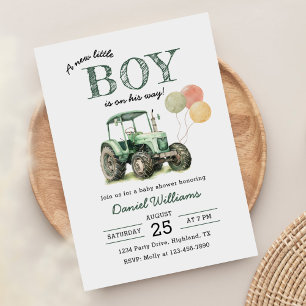 Tractor Boy Baby Shower Invitation