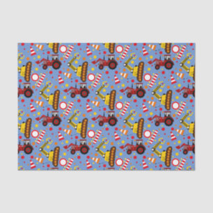 Tractor bulldozer construction polka dots tissue paper