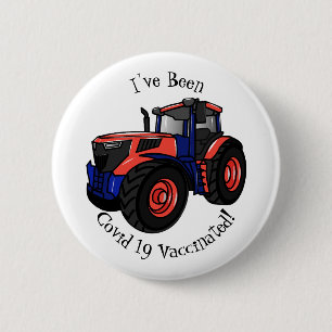 Tractor cartoon illustration 6 cm round badge