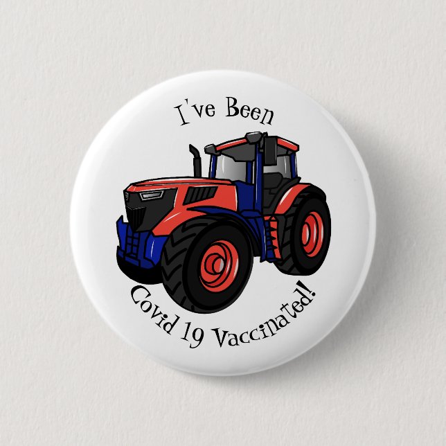 Tractor cartoon illustration 6 cm round badge (Front)