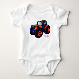 Tractor cartoon illustration  baby bodysuit