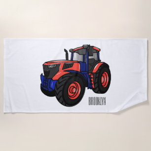 Tractor cartoon illustration beach towel