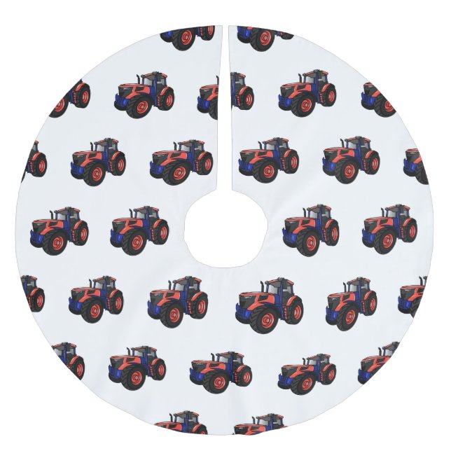 Tractor cartoon illustration  brushed polyester tree skirt (Front)