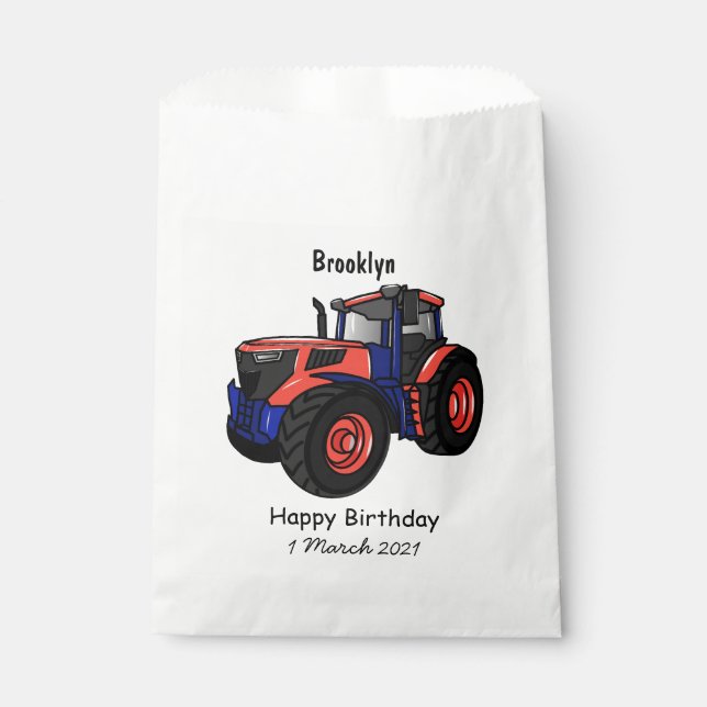 Tractor cartoon illustration favour bags (Front)