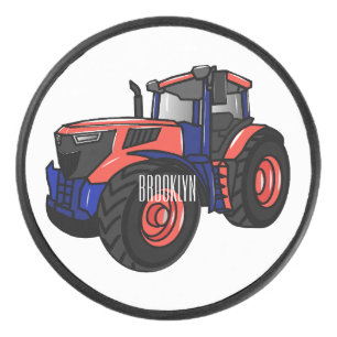 Tractor cartoon illustration  hockey puck