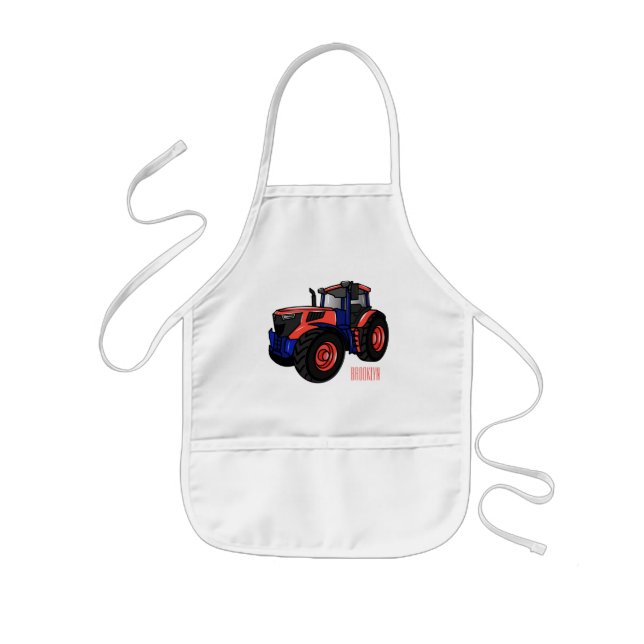 Tractor cartoon illustration  kids apron (Front)