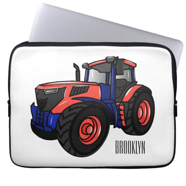 Tractor cartoon illustration  laptop sleeve (Front)