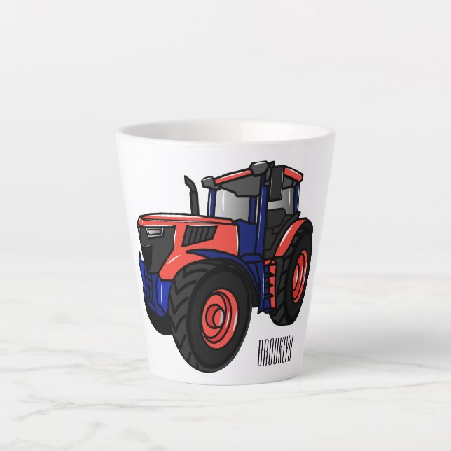 Tractor cartoon illustration  latte mug (Front)