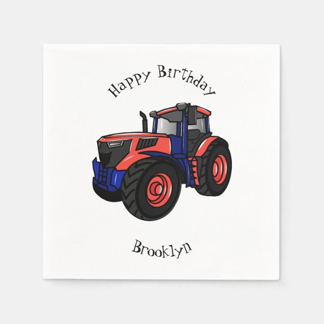 Tractor cartoon illustration napkin (Front)