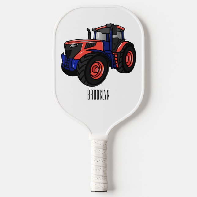 Tractor cartoon illustration  pickleball paddle (Front)