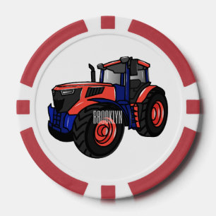 Tractor cartoon illustration  poker chips