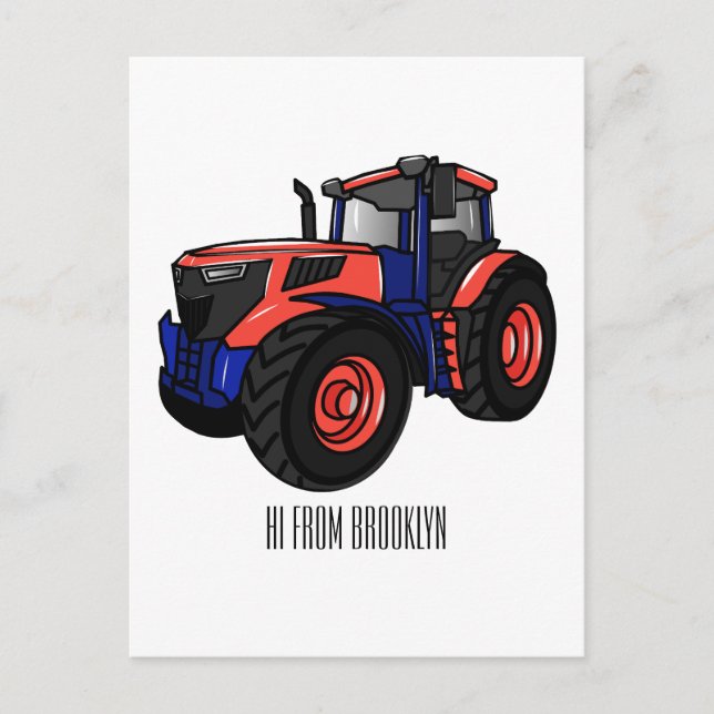 Tractor cartoon illustration  postcard (Front)