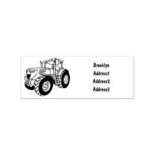 Tractor cartoon illustration rubber stamp