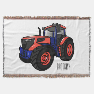 Tractor cartoon illustration throw blanket