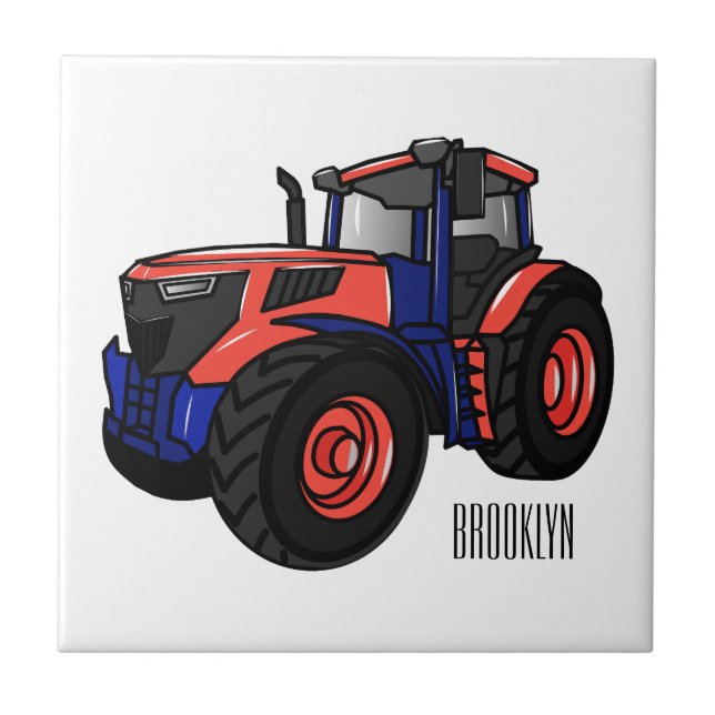 Tractor cartoon illustration  tile (Front)
