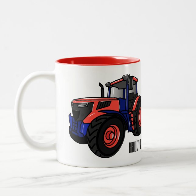 Tractor cartoon illustration  Two-Tone coffee mug (Left)