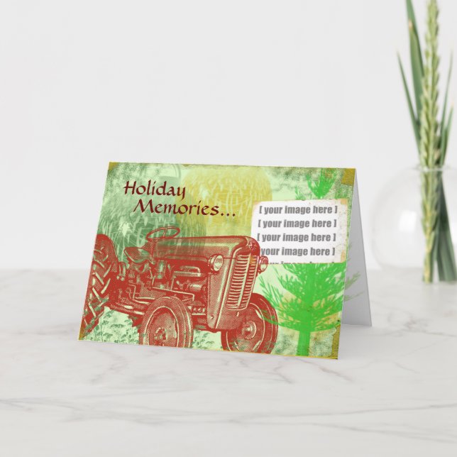 Tractor Christmas Card: Add your photo Holiday Card (Front)