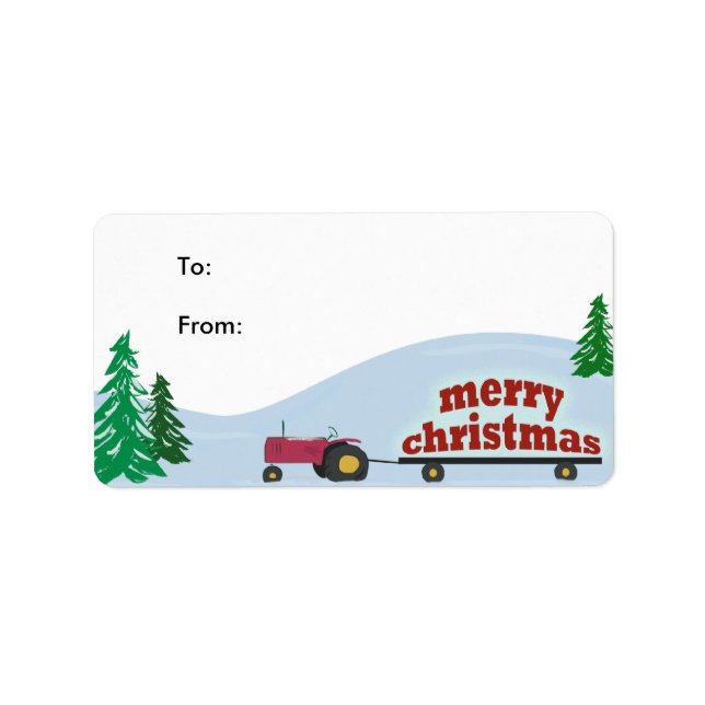 Tractor Christmas Gift Label (Front)
