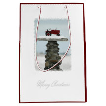 Tractor Christmas Medium Gift Bag